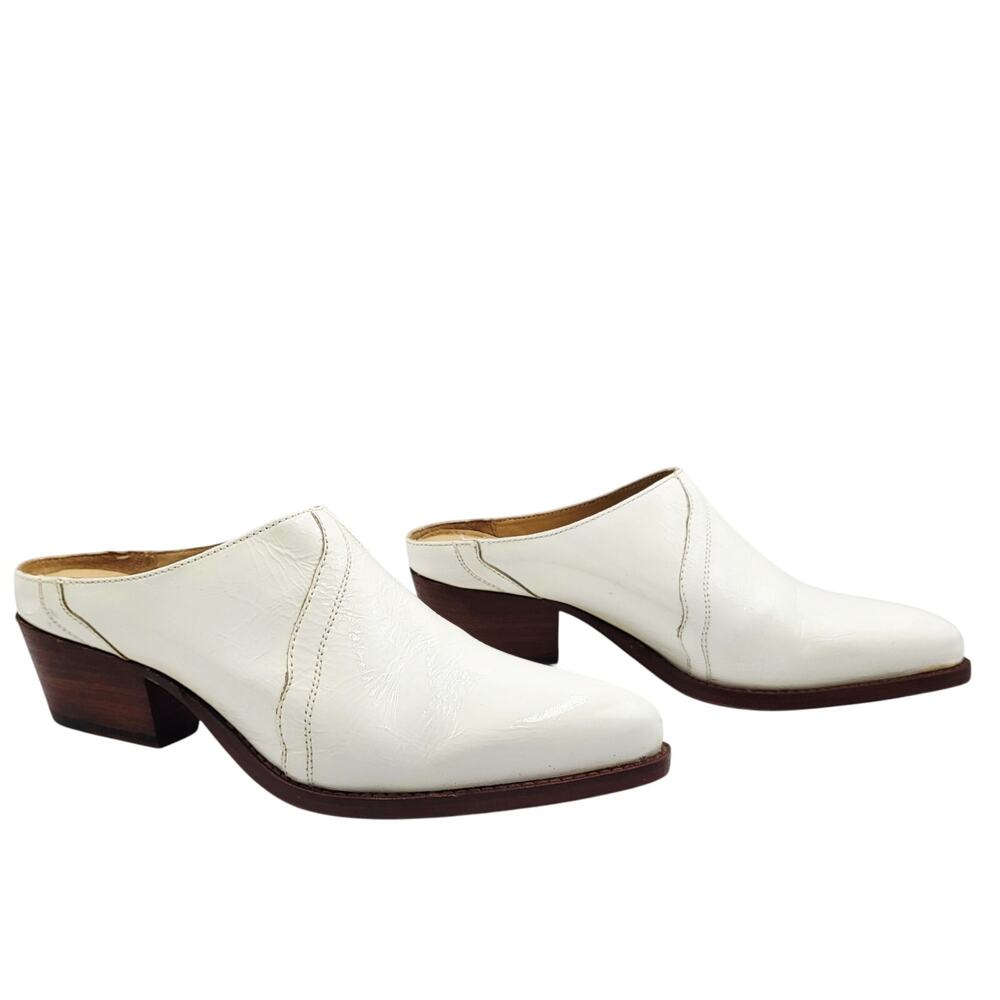 Free People New Frontier Western Slip On Mule White Patent Leather Women’s 39